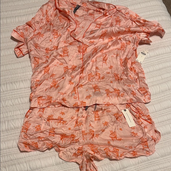 Anthropologie Other - Anthropologie Coral and Peach Pajama Set